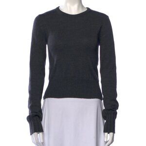 SAINT LAURENT Crew Neck Grey Cropped Sweater